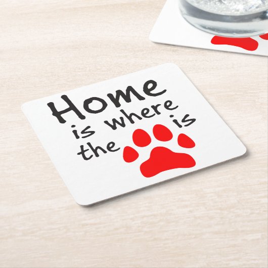 Homeは前部印刷の場所 スクエアペーパーコースター (アングル)