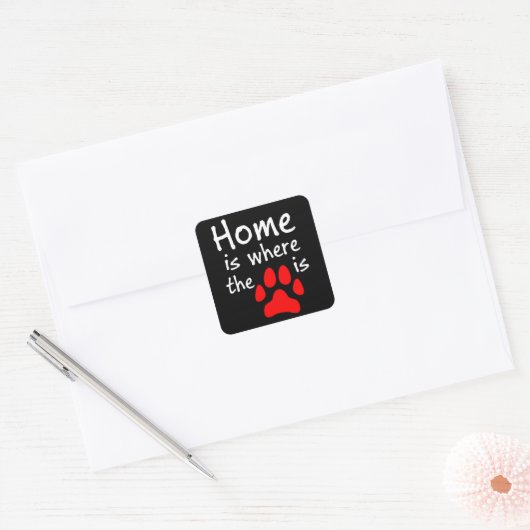 Homeは手の印刷がSquare Stickersである スクエアシール (封筒)