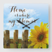 Homeは私の母のひまわりの場所 スクエア壁時計 (正面)