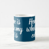 Homeは私の猫が白いスクリプトNavy コーヒーマグカップ (中央)