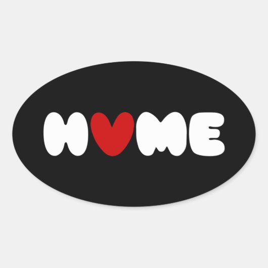 Homeは、ハートがオーバルステッカーである 楕円形シール (正面)