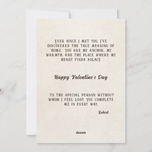 HomeはHappy Valentine's シーズンカード (裏面)