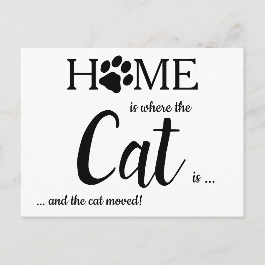 HomeはThe Catが新しいアドレスであるPet Moving 案内ポストカード (正面)