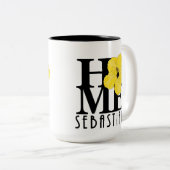 HOMEセバスチャンフロリダ15oz黄色のハイビスカス ツートーンマグカップ (正面右)