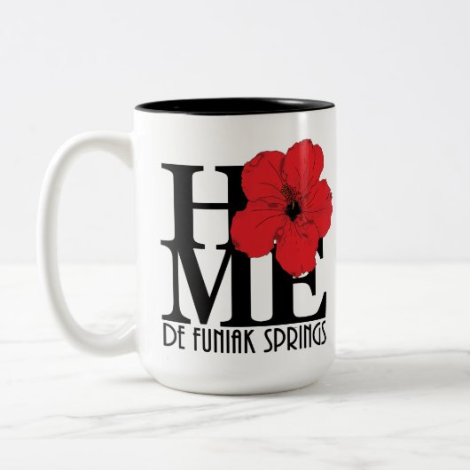 HOMEデフニーク春15ozレッドハイビスカス ツートーンマグカップ (左)