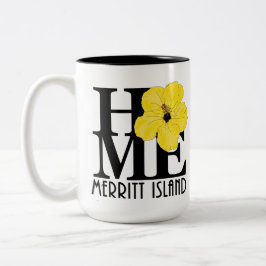 HOMEメリットアイランド15ozイエローハイビスカス ツートーンマグカップ