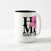 HOMEメリットアイランド15ozピンクのハイビスカス ツートーンマグカップ (正面右)