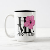 HOMEメリットアイランド15ozピンクのハイビスカス ツートーンマグカップ (左)