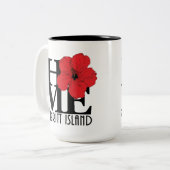 HOMEメリットアイランド15oz (赤いハイビスカス) ツートーンマグカップ (正面左)