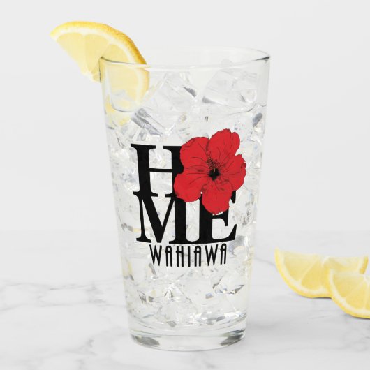 HOMEワイアワレッドハイビスカス タンブラーグラス (アイス正面)