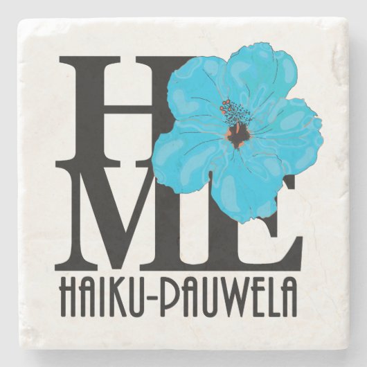 HOME俳句パウウエラブルーハイビスカス ストーンコースター (正面)