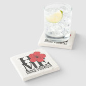 HOME俳句ポーウエラレッドハイビスカス ストーンコースター (横)