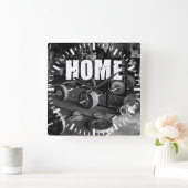 HOME （バーベル） -トレーニング やる気を起こさせる スクエア壁時計 (ホーム)