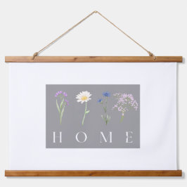 HOME フローラル ウォール アート – 植物タイポグラフィー プリント 吊り下げ型タペストリー
