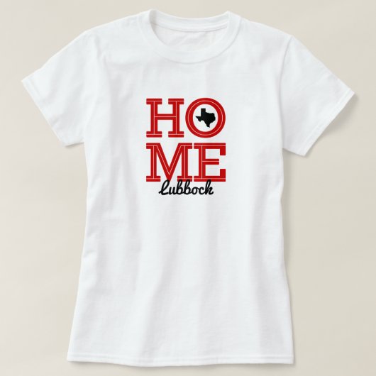 HOME – 文字はっきりした&テキサス州シェイプレイダーレッド Tシャツ (デザイン正面)