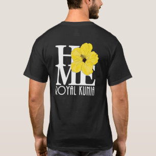 HOME 王室のKuniaイエローハイビスカス(バックプリント) Tシャツ