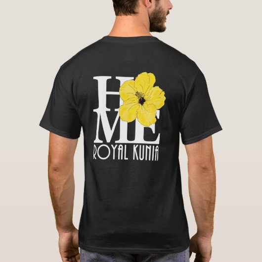 HOME 王室のKuniaイエローハイビスカス(バックプリント) Tシャツ (裏面)