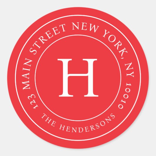 Home Address Modern Simple Chic Family Monogram ラウンドシール (正面)