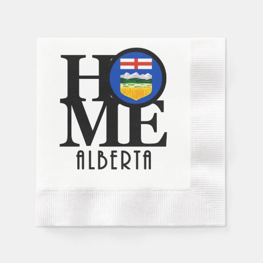 HOME Alberta Canada 縁ありカクテルナプキン (正面)