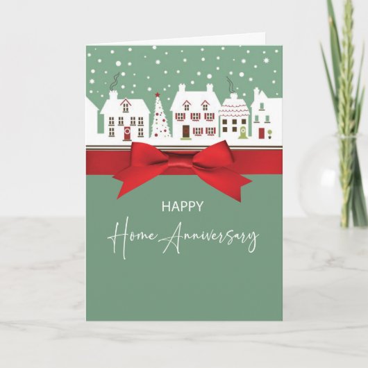 Home Anniversary Realtor to Client Winter Houses カード (正面)
