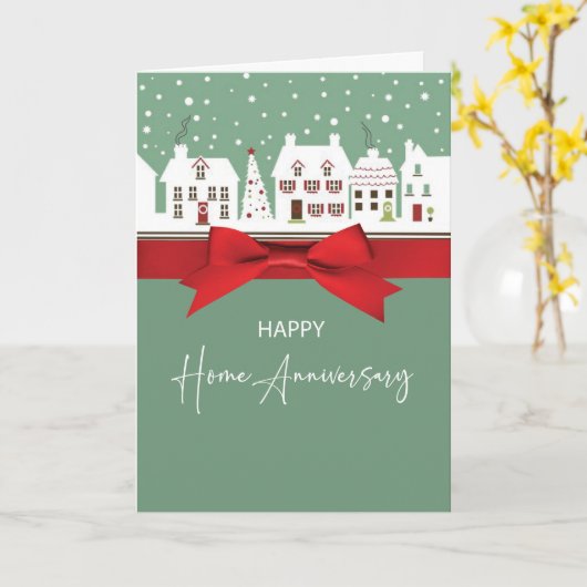 Home Anniversary Realtor to Client Winter Houses カード (黄色い花)