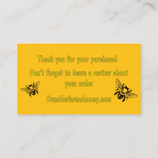 Home Apiary Thank You Card for packages 名刺 (裏面)