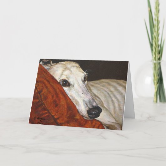 Home At Last Greyhound Rescue Dog Greeting Cards カード (正面)