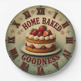 Home Baked Strawberry Cake Vintage Farmhouse ペーパープレート