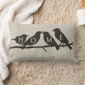 HOME Birds on a Limb Burlap ランバークッション (ブランケット)