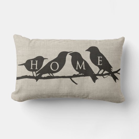 HOME Birds on a Limb Burlap ランバークッション (正面)
