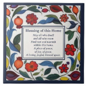 Home Blessing Sign Plaque Floral Pomegranates タイル (正面)