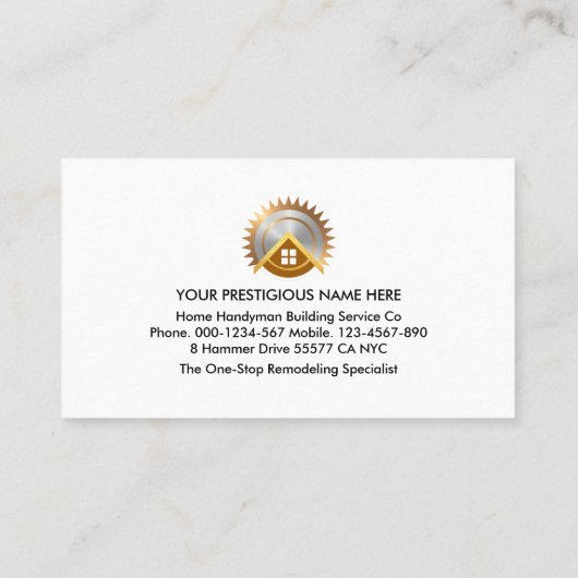 Home Building Handyman Frame 名刺 (裏面)