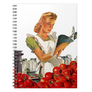 Home Canning Recipesノートのヴィンテージのレトロの女性 ノートブック
