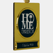 HOME Charlestonカスタマイズ可能 – 年間の開設 ゴールドプレートバナーオーナメント (右)
