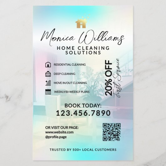 Home cleaning service modern Flyer チラシ (裏面)