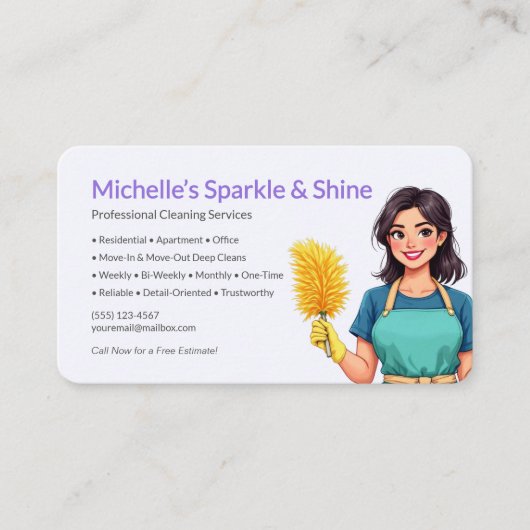 Home Cleaning Service Purple 名刺 (正面)