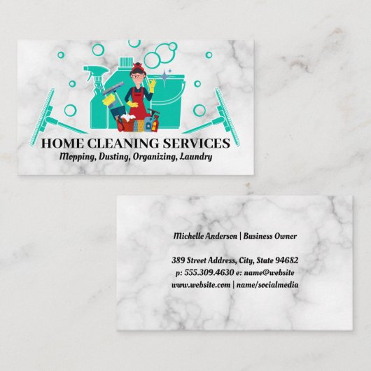 Home Cleaning Supplies | Janitor 名刺 (正面/裏面)