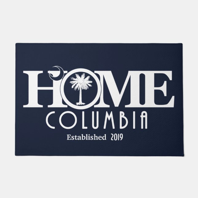 HOME Columbia SC (カスタム設立年) ドアマット (正面)