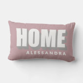 Home Custom Name Dusty Rose Modern Minimalist Chic ランバークッション (裏面)