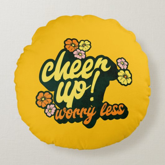 HOME DECOR CHEER UP WORRY LESS ROUND PILLOW  ラウンドクッション (正面)