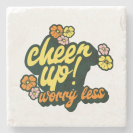 HOME DECOR CHEER UP WORRY LESS STONE COASTERS  ストーンコースター