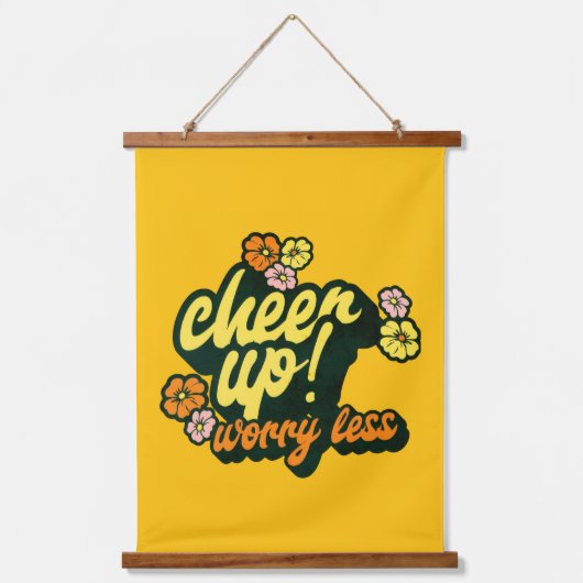 HOME DECOR CHEER UP WORRY LESS TAPESTRY  吊り下げ型タペストリー (正面)