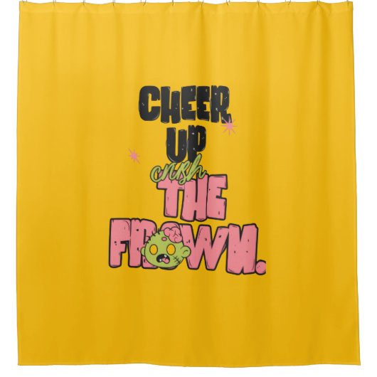 HOME DECOR CRUSH THE FROWN CHEER UP SHOWER CURTAIN シャワーカーテン (正面)