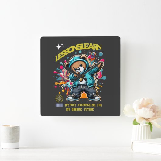 Home Decor DABBING FUTURE Lessons Learn Wall Clock スクエア壁時計 (ホーム)