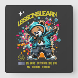 Home Decor DABBING FUTURE Lessons Learn Wall Clock スクエア壁時計