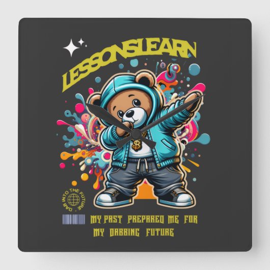 Home Decor DABBING FUTURE Lessons Learn Wall Clock スクエア壁時計 (正面)