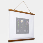 HOME Floral Wall Art – Botanical Typography Print  吊り下げ型タペストリー (傾斜あり)