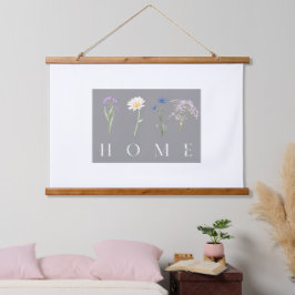 HOME Floral Wall Art – Botanical Typography Print  吊り下げ型タペストリー