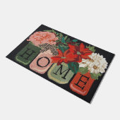 Home Flower Door Mat, Floral Welcome Mat ドアマット (アングル)