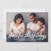 Home for the Holidays白いスクリプトモダンの写真 シーズンカード (正面)
